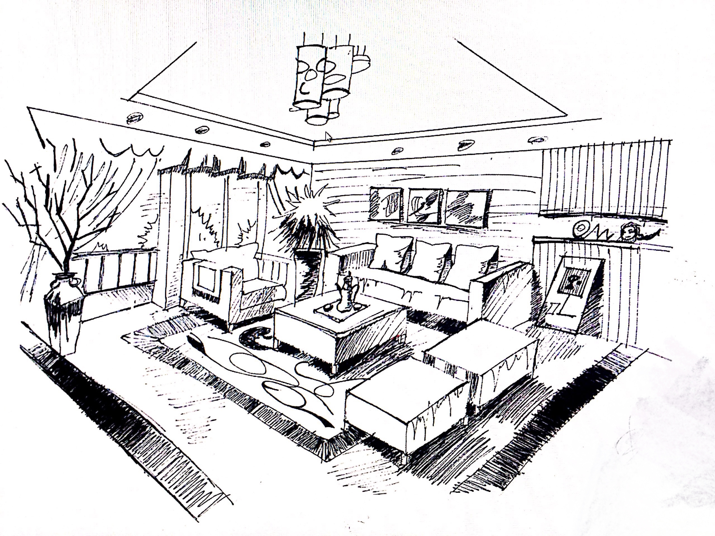 客廳手繪圖|空間|室內設計|呂文瑞 